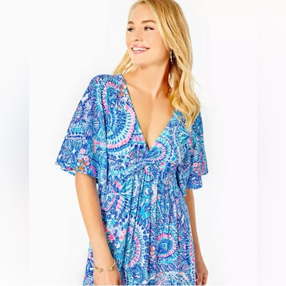 Lilly Pulitzer Blue Pink Printed Maxi Dress